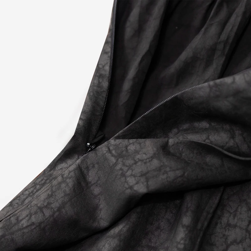 أزياء المرأة 100% حرير التوت الطبيعي Gambiered قوانغدونغ الشاش شقة الخصر الجانب سستة مريحة أسود بنطال ذو قصة أرجل واسعة