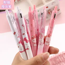 Sanrio-Juego de bolígrafos de Gel de Hello Kitty para niñas, papelería Kawaii rosa, suministros escolares para estudiantes, regalo para niños, 4 unidades