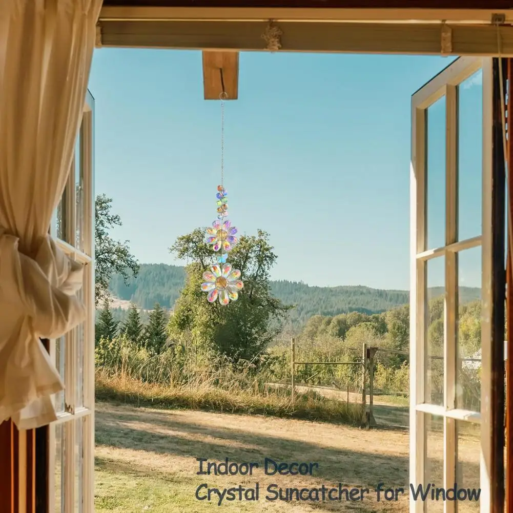 Wisząca ozdoba na zewnątrz Kolorowy sztuczny słonecznik Suncatcher do dekoracji wnętrz na zewnątrz Podwójny wiszący słonecznik na okno