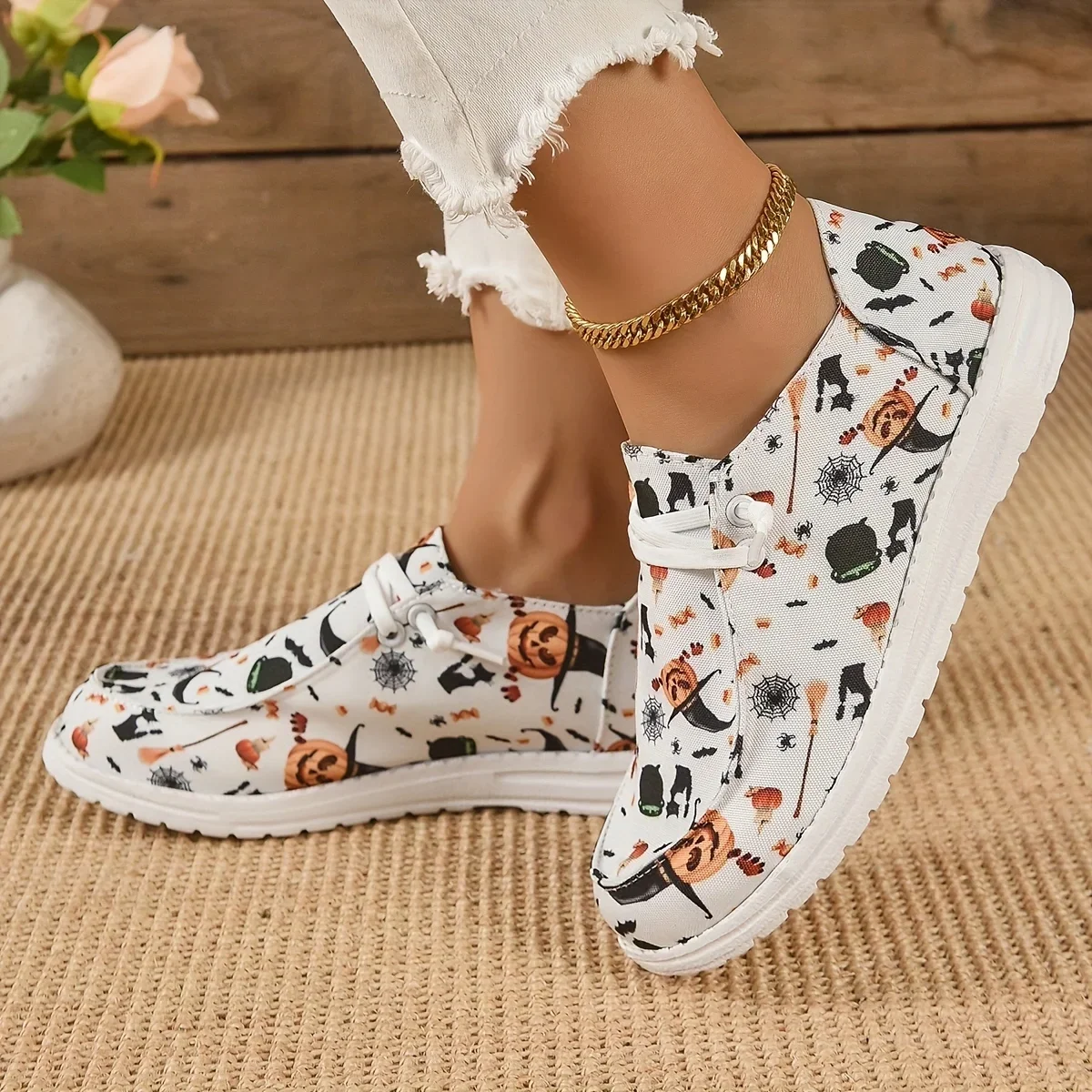 Spring/Autumn Fashion New Walking Pumpkin Halloween Women\'s Casual and Comfortable Large Size Loaf Flats