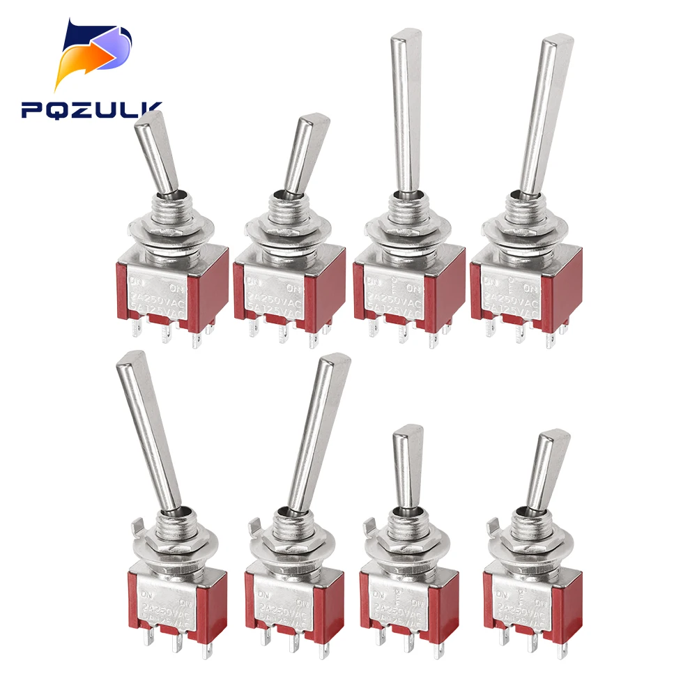 Mini Toggle Switch 3 Position 2 Position ON OFF ON DPDT SPST DPST 6A 125VAC 3A 250VAC Latching Flat Handle for Car Truck