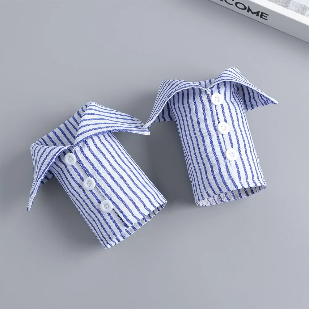 

Soft Detachable Stripe Shirt Fake Collar Commute Decorative Fake Hand Sleeves Comfortable Easy To Wear False Wrist Cuffs Office