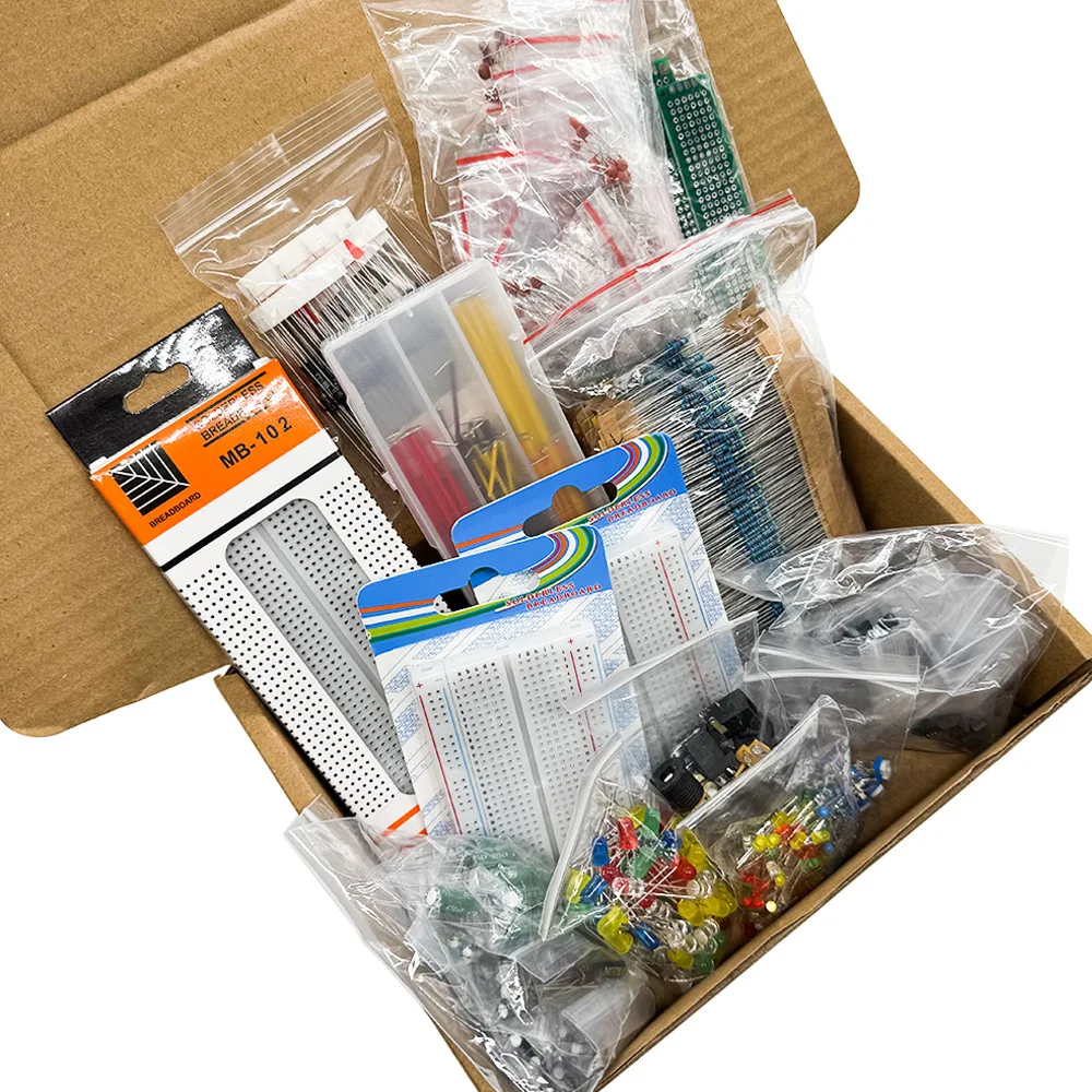 2110PCS Kit di componenti elettronici Ultimate Edition Vari condensatori comuni Resistori T0-92 LED PCB Board DIP-IC Breadboard