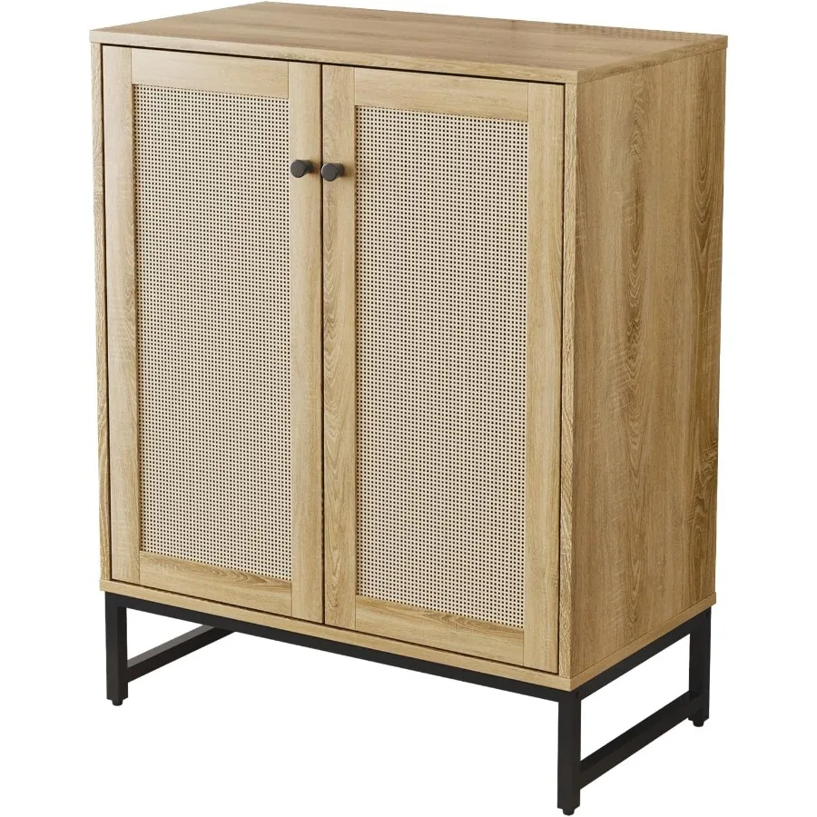 Sideboard Buffet Cabinet Storage Cabinet with Double Rattan Doors Modern Rattan Sideboard Cabinet Kitchen Storage Cabinet with