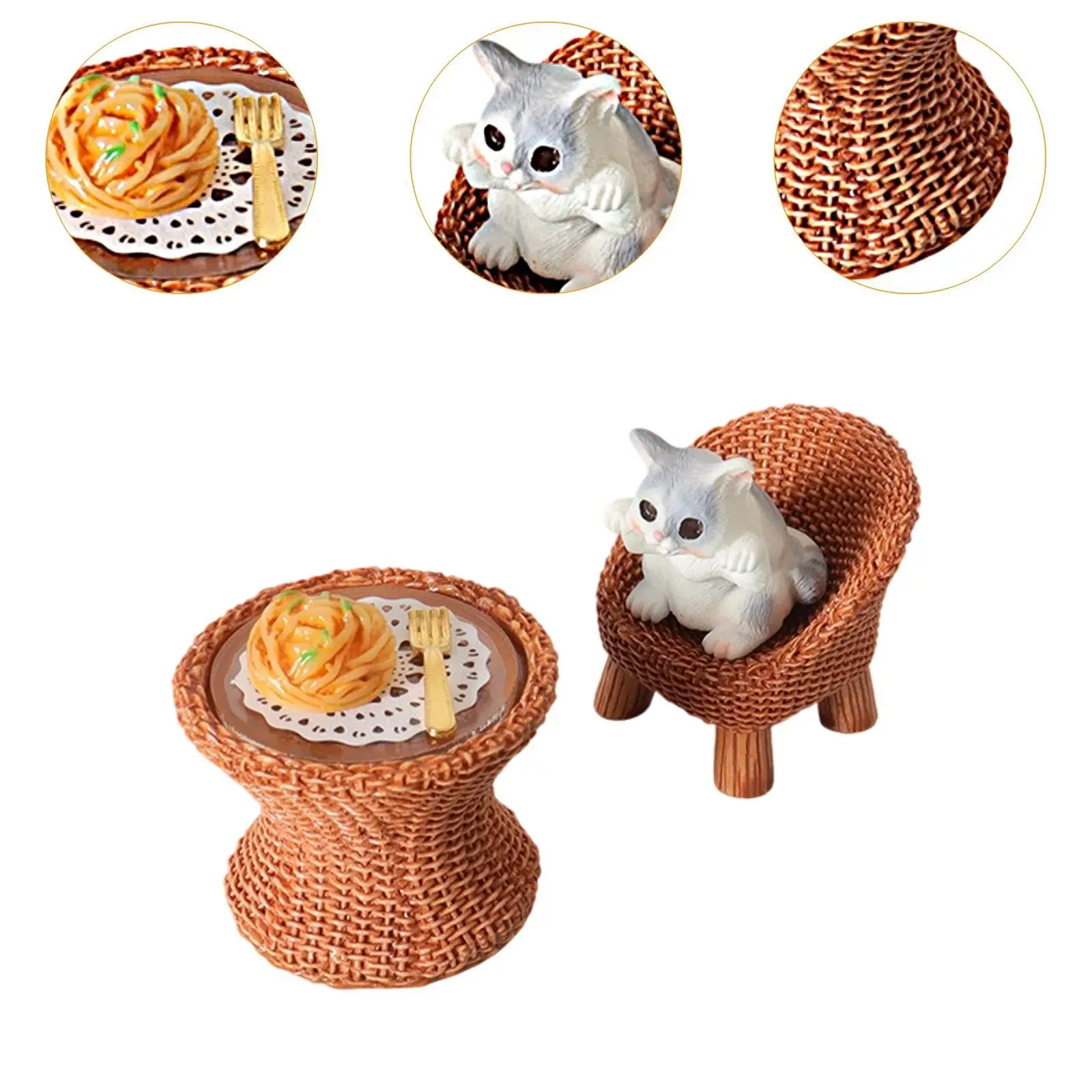 Resina mini figura de gato fingir jogar adereços foto prop cenas artesanato diorama cenário