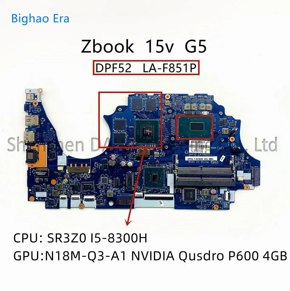 

Материнская плата DPF52 для ноутбука HP ZBook 15V G5 с процессором i5 i7 Quadro P600 4GB-GPU SPS: Φ