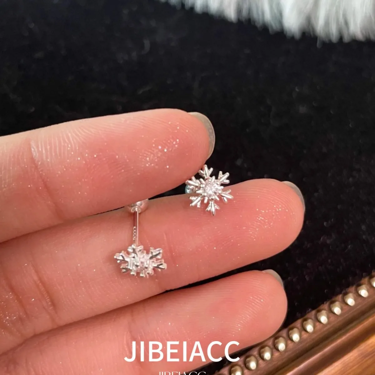 Snowflake Stud Earrings Ice Flower Mini Hypoallergenic Silver Post Elegant Sleek Overnight Comfortable Daily Wear Jewelry