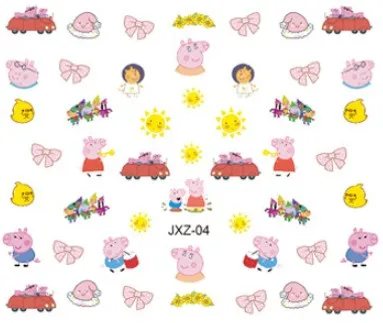 Peppa Pig Nail Stickers Kawaii Toys Children\'s Cartoon Dolls Makeup Toys Nylon Stickers Girls Birthday Gifts