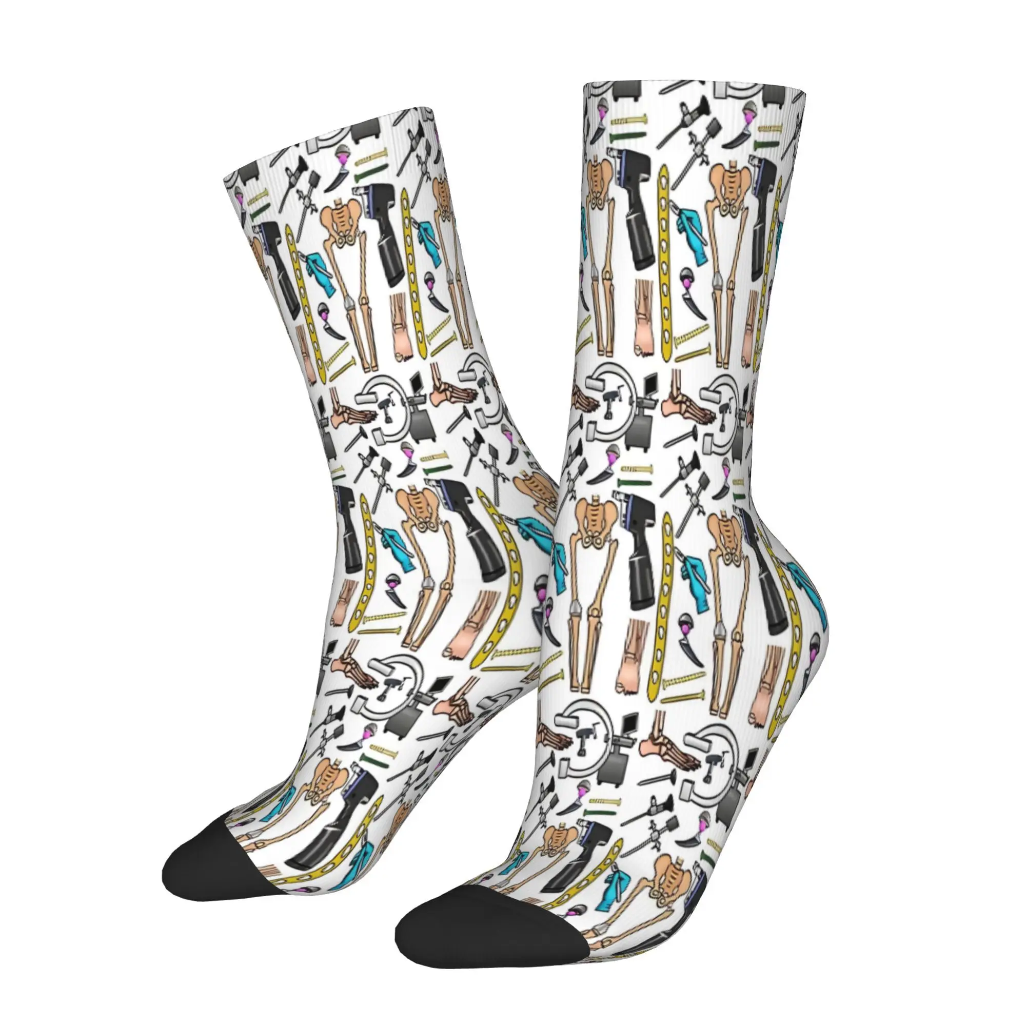 Sock Printed Orthopaedics Traumatology Pattern Black Toe Contrast Hip Hop Streetwear Style