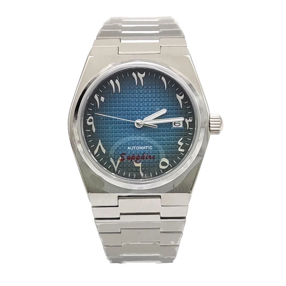 40MM Middle Eastern Arabi Mens Watch Automatic Sapphire Wristwatch NH35 Movement Date Steel Strap Waterproof Automatic Watch Men