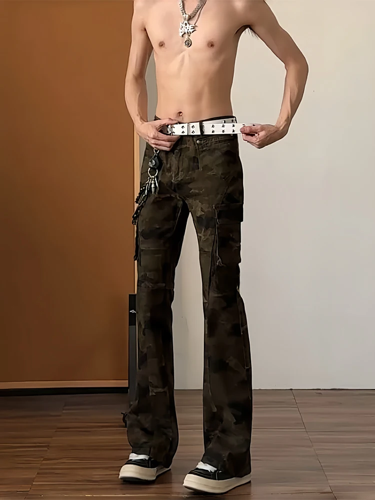 

Мужские джинсы в стиле американского ретро с камуфляжным принтом, прямые зауженные брюки с легким расклешением, модель Cleanfit для повседневной носки