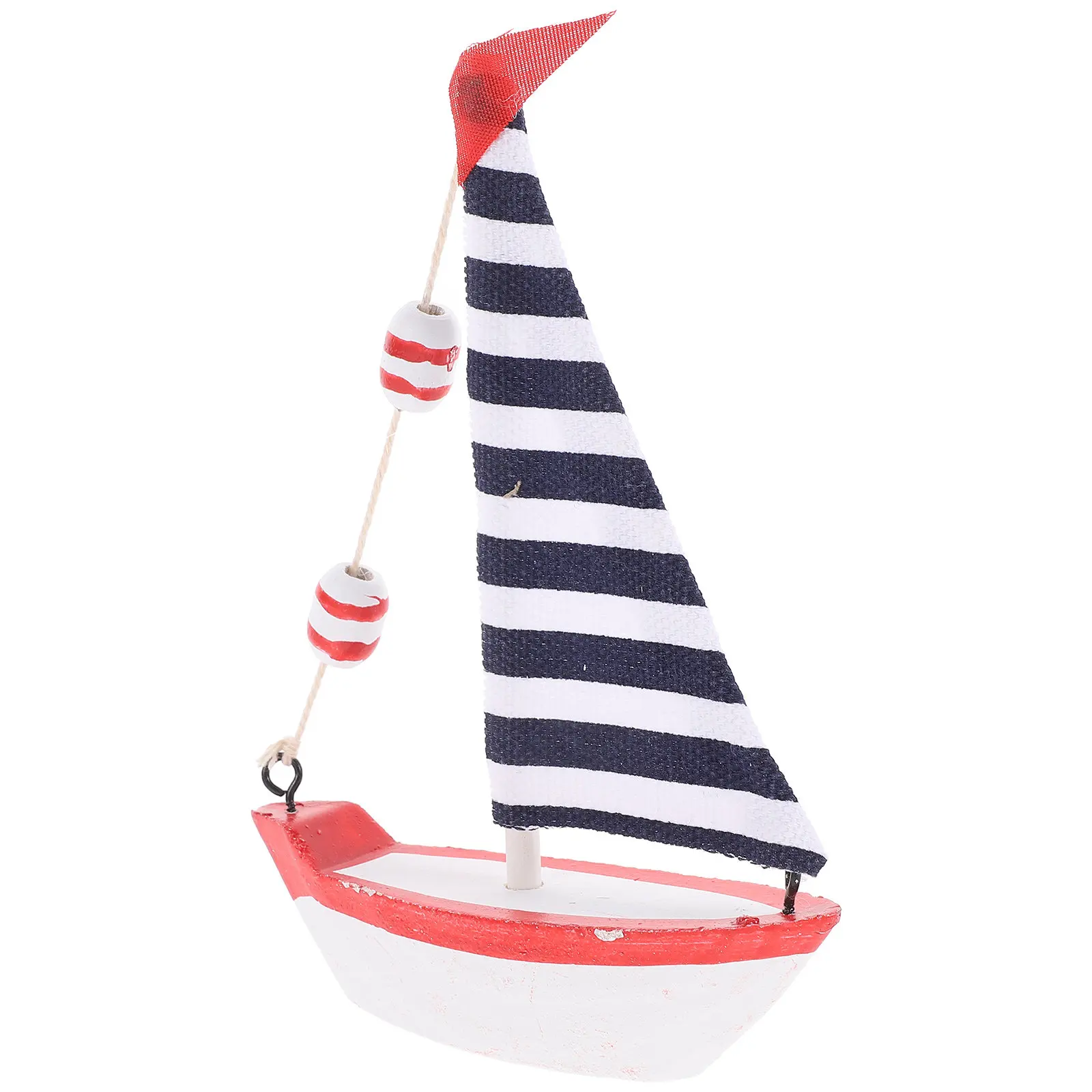

Mediterranean Style Wooden Sailboat Decor Small Fresh Resin Wood Craft for Desktop Office Dining Room Bedroom Living Space