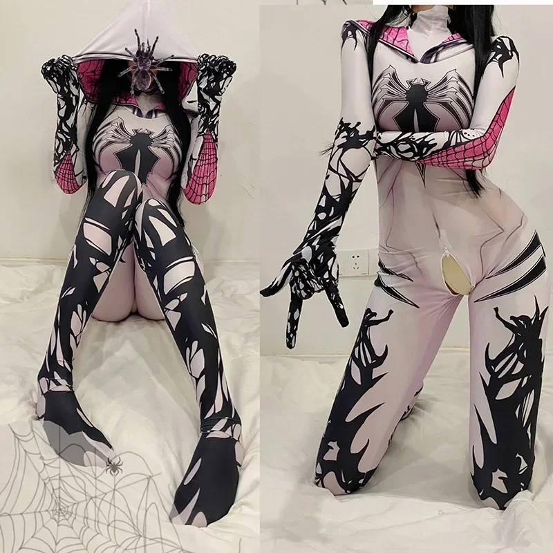 Disfraz de Spiderman Venom Gwen Stacy para mujer, mono de superhéroe Zentai, traje de Halloween