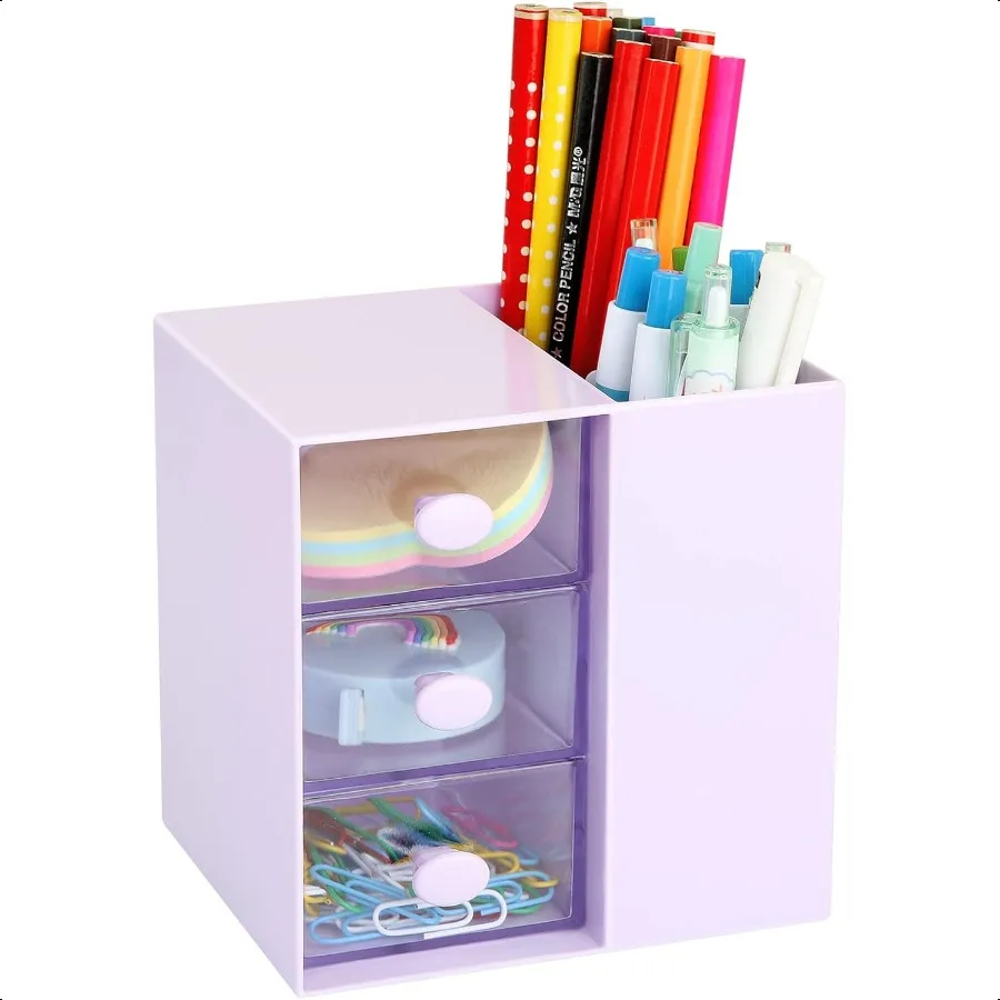 

Small Desk Organizer with Drawer Office School Business Storage Box for Card Pen Pencil Marker Stationery Plastic Cosmetic Make