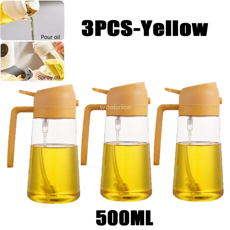 2-in-1 keukenspray-olieverdeler, olieverstuiver, polijstmiddel of alleen borstelspray voor airfryer, salade, grillen, braden, koken in de keuken