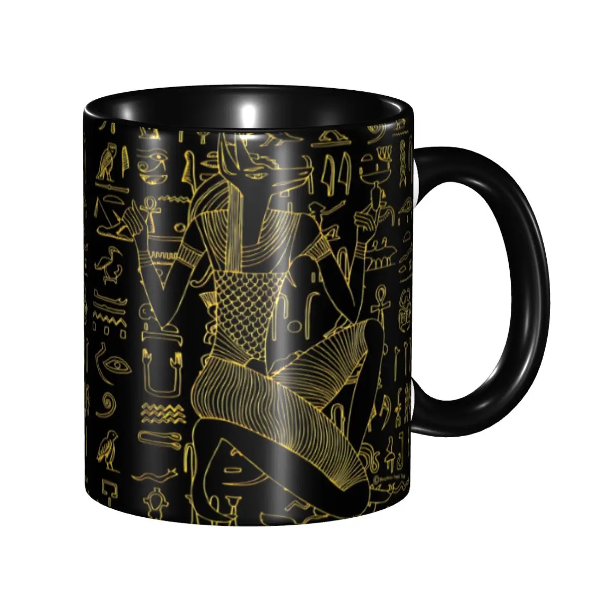 DIY Egyptian Anubis And Hieroglyphics Ceramic Mugs Custom Egyptian Pharaoh Coffee Cups Creative Gift