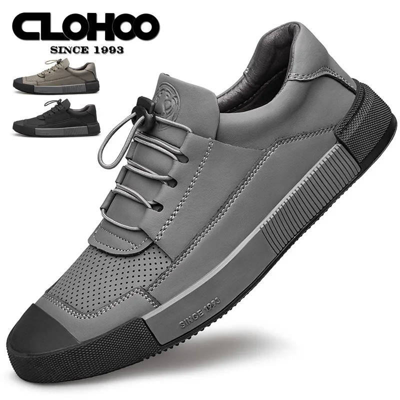 CLOHOO Men's Comfortable Sports Shoes Breathable Casual Shoes Durable Ultrafine Fiber Leather Slip-On Business And Street Style