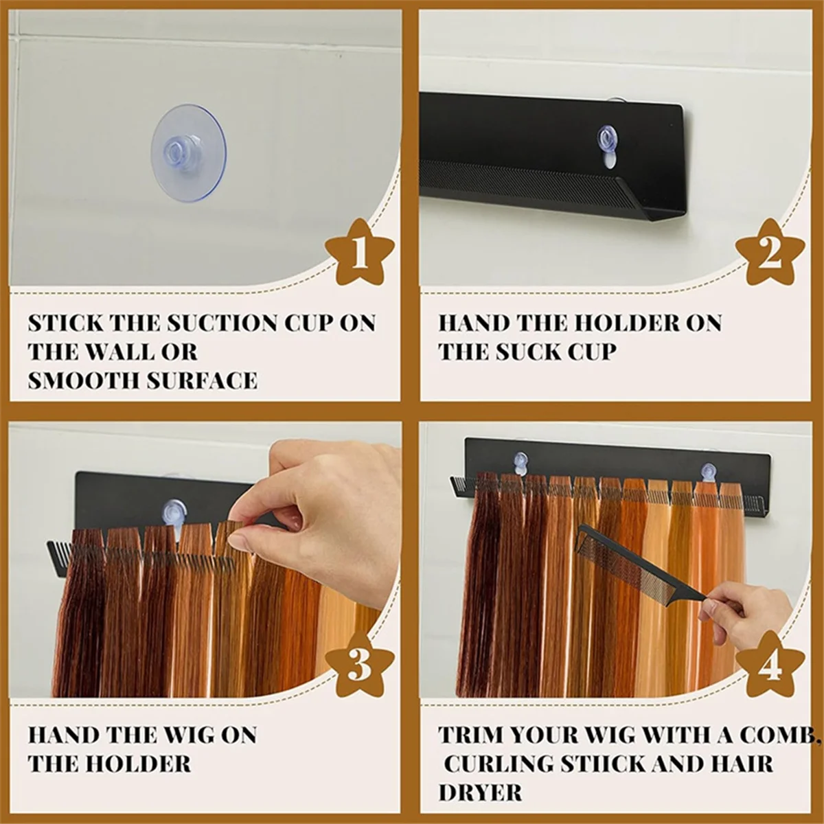 ONCE Hair Extension Hanger for Styling Washing Drying Braiding Hair Extension Display Rack for Clip-in Wefts Hair Topper