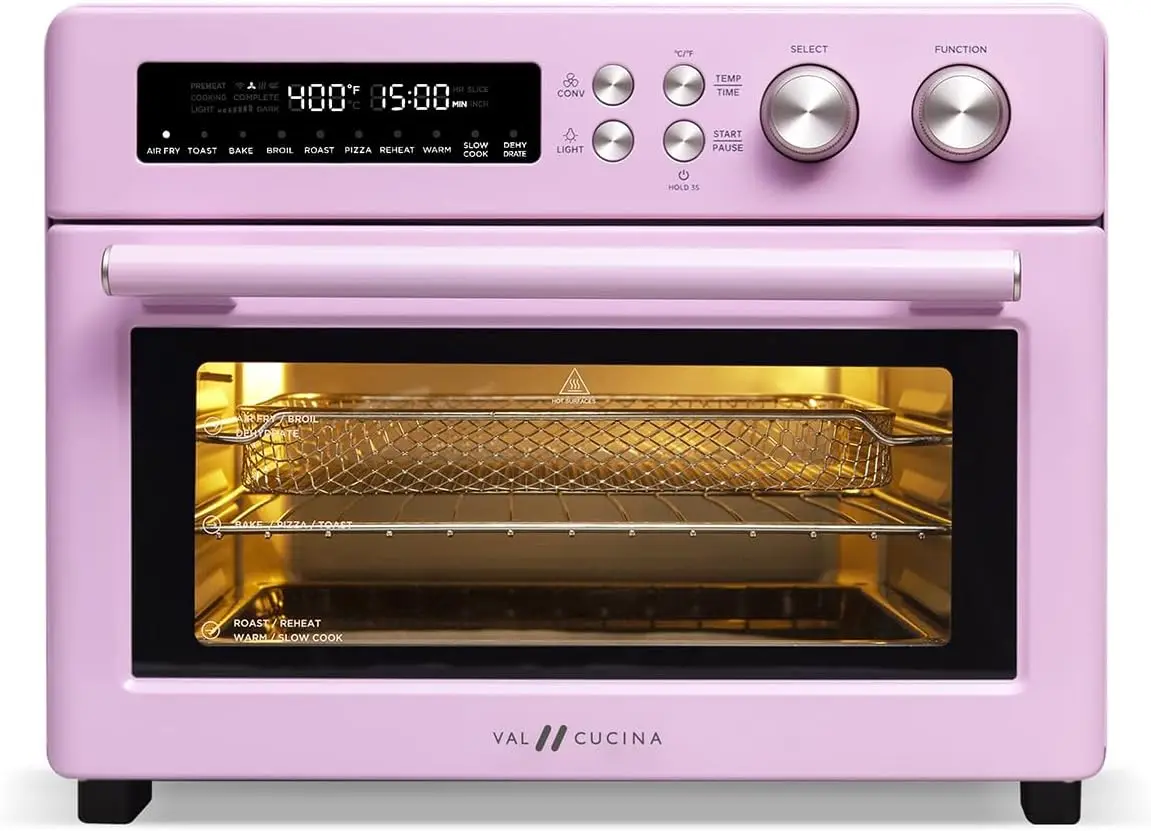 

Retro Style Infrared Heating Air Fryer Toaster Oven, Extra Large Countertop Convection Oven 10-in-1 Combo Classic Pink Color