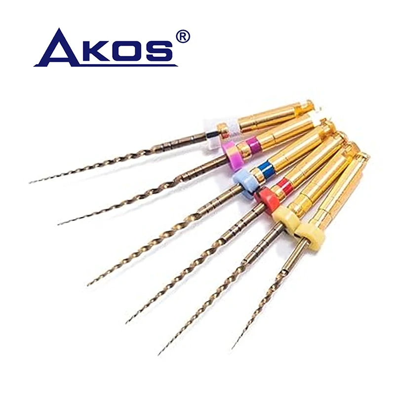 Dental Endo Rotary Files Gold Flexible Endodontic Root Canal File Heat Activation 6 pcs 25mm Niti Dentistry Set Nickel Titanium