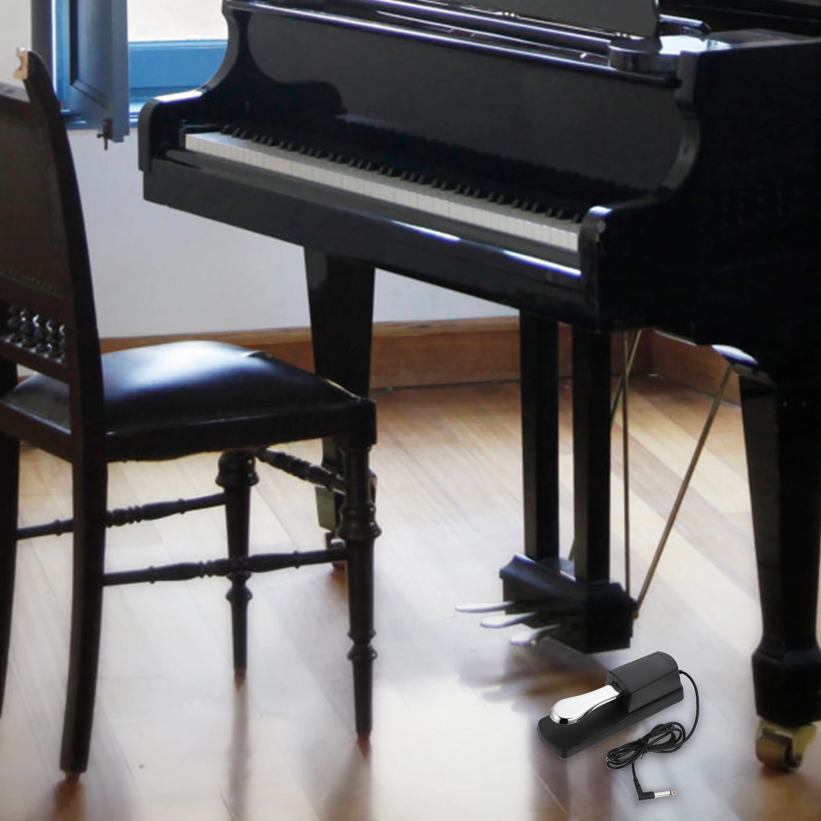 

Piano Electronic Foot Pedal Damper for Keyboard Sustain Accessories Silver Sustaining