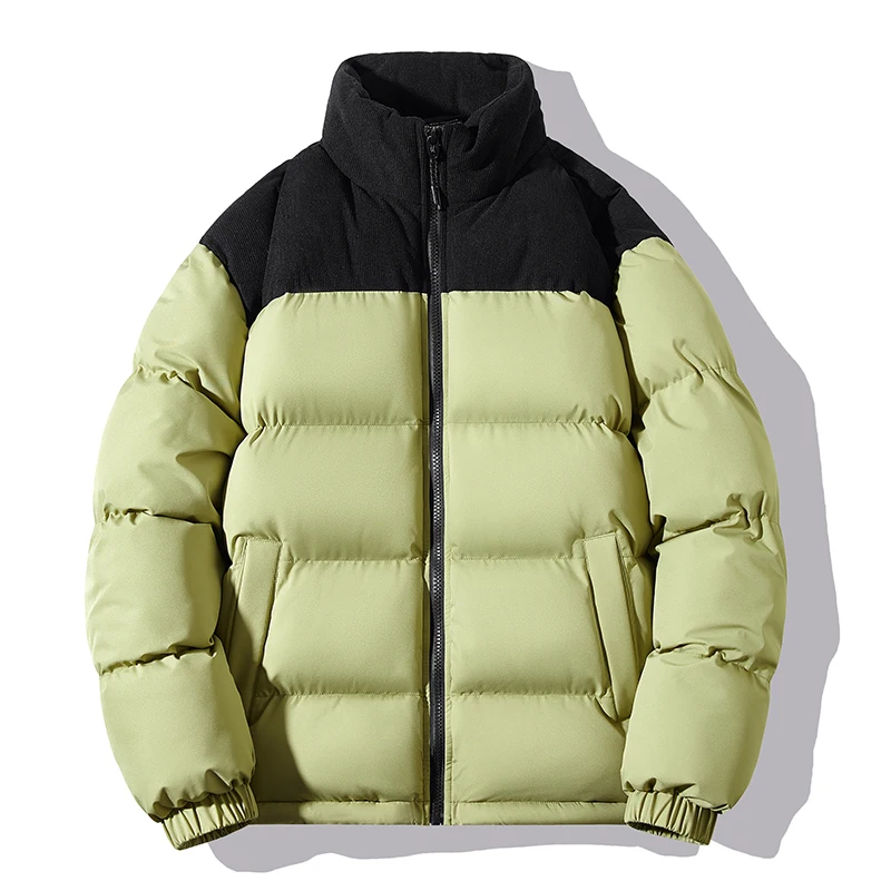 Jaqueta puffer de algodão acolchoada masculina, Parkas quentes casuais, casacos de cor sólida, casacos grossos de inverno, roupas masculinas, moda superior outwear