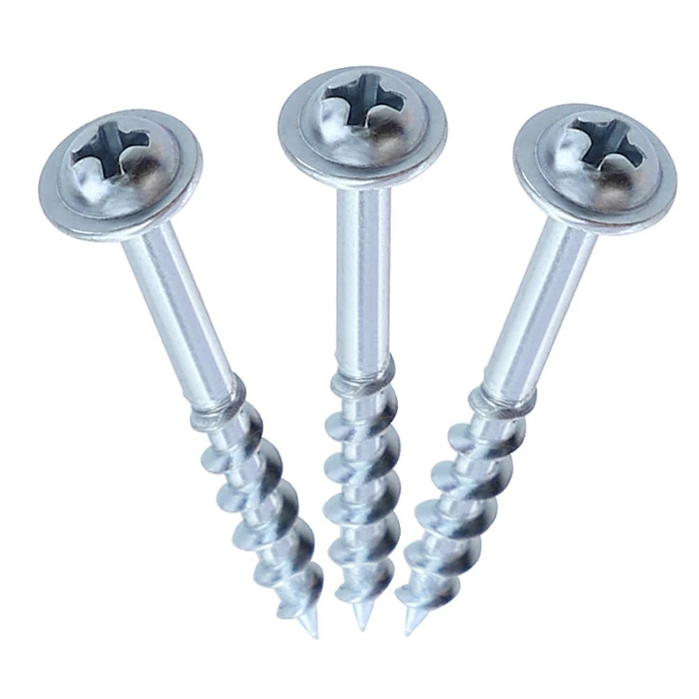 100Pcs Woodworking 50mm Pocket Hole Screws PH2 Cross Driver Head Self-Tapping Screw for Pocket Hole Jig