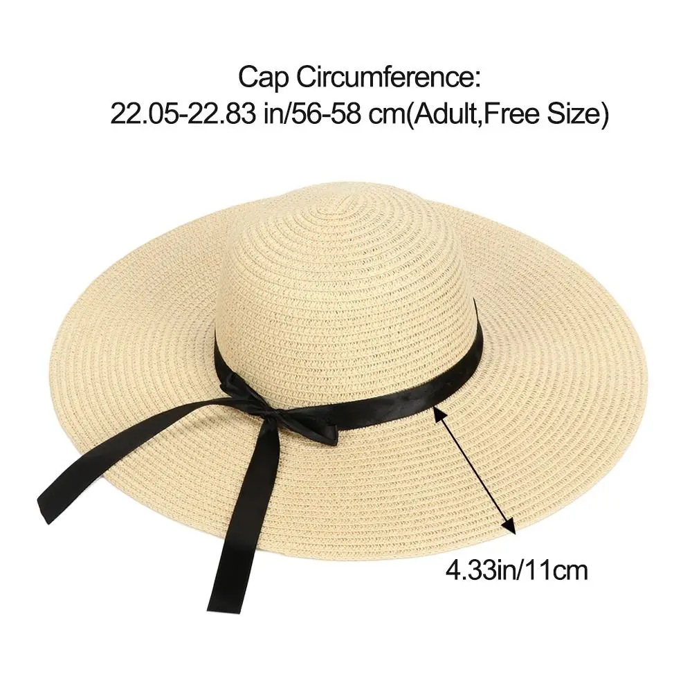 Women Beach Sun Visor Large Brim Floppy Straw Hat Fashion Summer Bow Cap Casual Summer Sun Hats