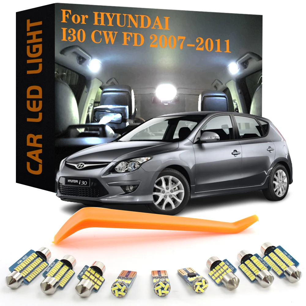 8pcs Canbus Car Accessories LED Interior Lights For Hyundai I30 CW FD 2007 2008 2009 2010 2011 No Error Auto Dome Trunk Lamps