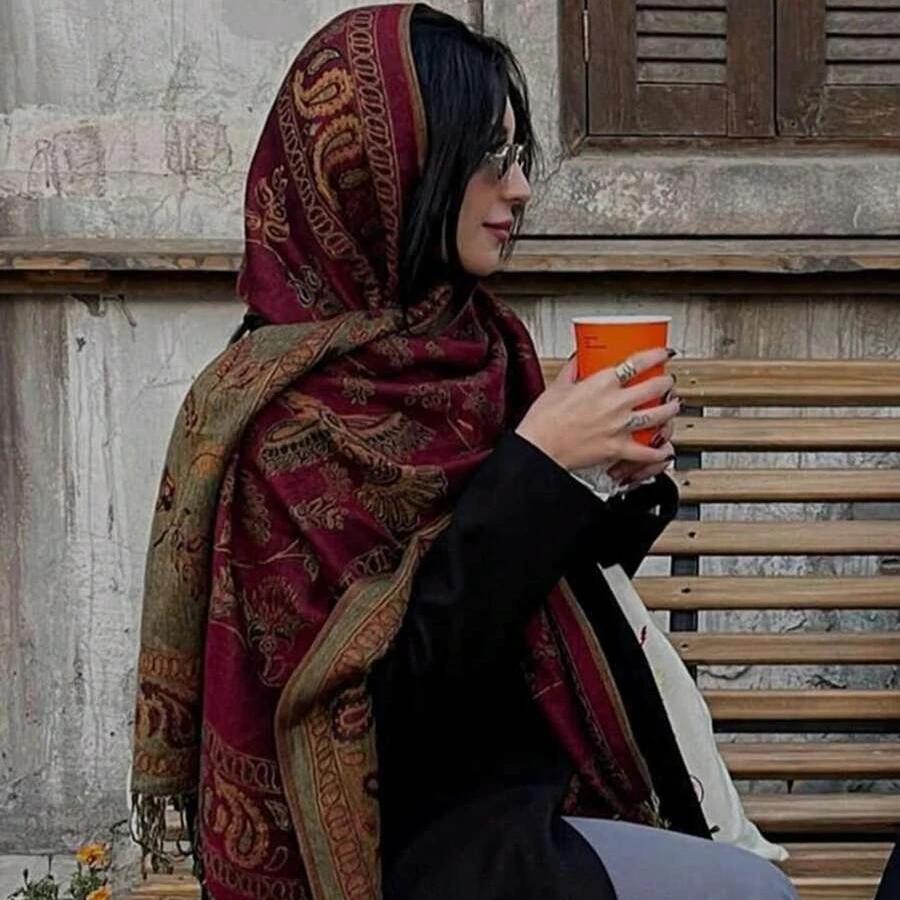 

Модный женский жаккардовый шарф с пейсли-принтом в этническом стиле 2024, толстая кашемировая Классическая шаль с кисточками, теплая зимняя Пашмина в стиле ретро