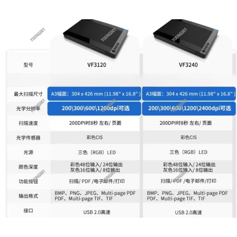 VF3240 A3 Flatbed Scanner Large‑Format Desktop Scanner for Scanning Documents Books Magazines Thick Paper Items