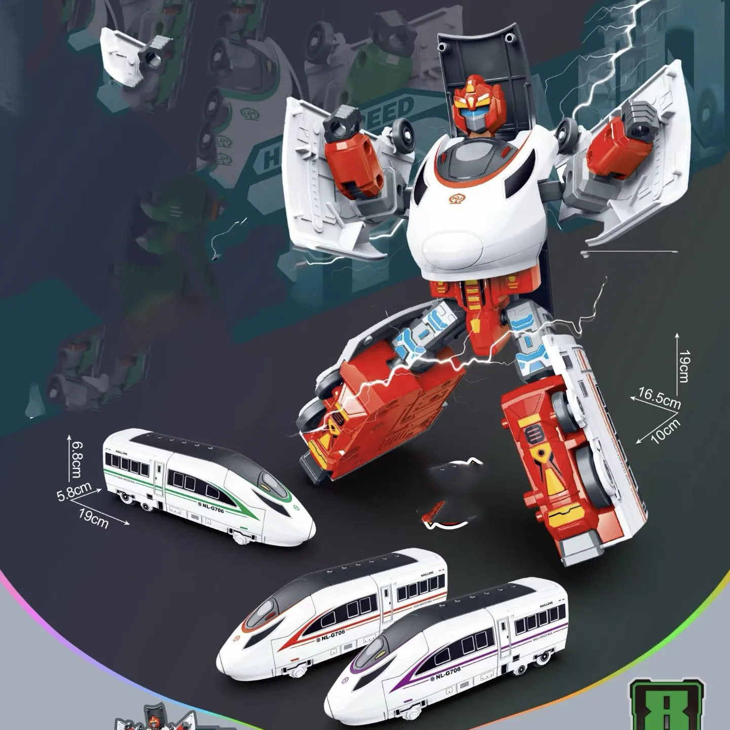 Toy inertia manual deformation high speed rail boy model train suitable for children's imaginative play, high quality plastic