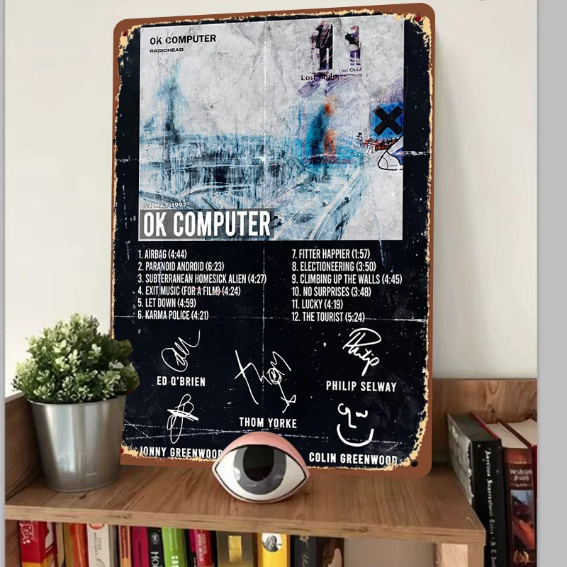 Radiohead OK Computer Album Cover Custom Metal Tin Sign Music Art Decor for Home Bar Wall Decoration