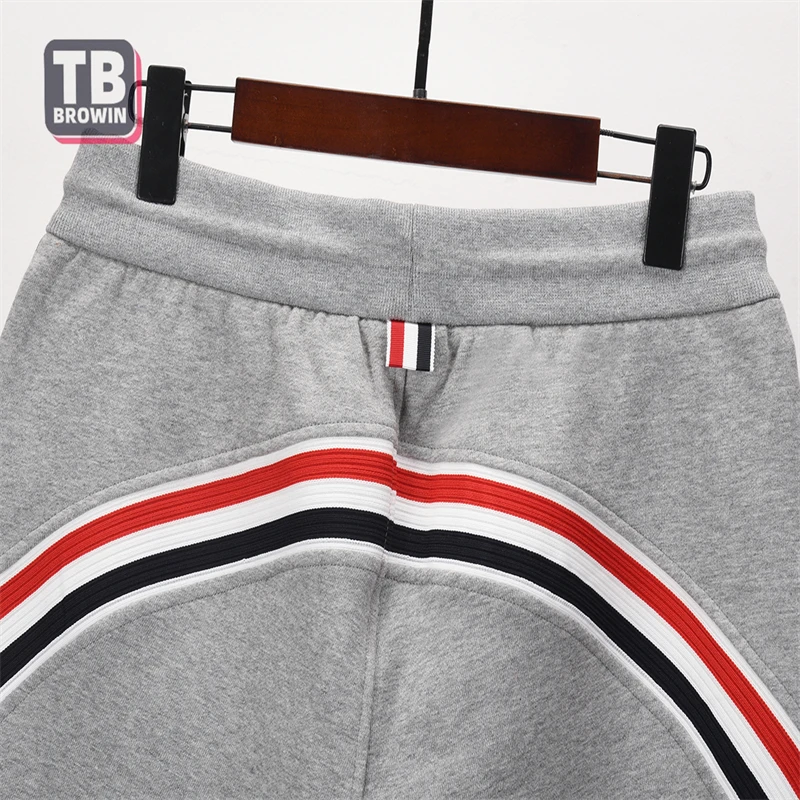 Brand TB BROWIN Thom casual shorts webbing four-bar luxury striped tide men\'s summer trend drawstring cotton sports mid pants