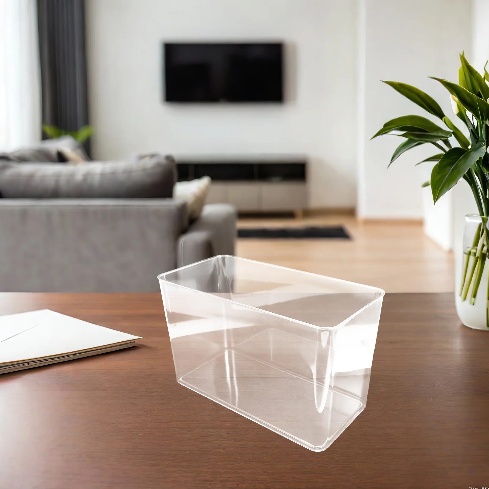 

Plastic Turtle Tank Mini Aquarium Terrarium Transparent Small Fish Bowl Habitat Reptile Betta Goldfish 11.79x7.15x5.89in Desk