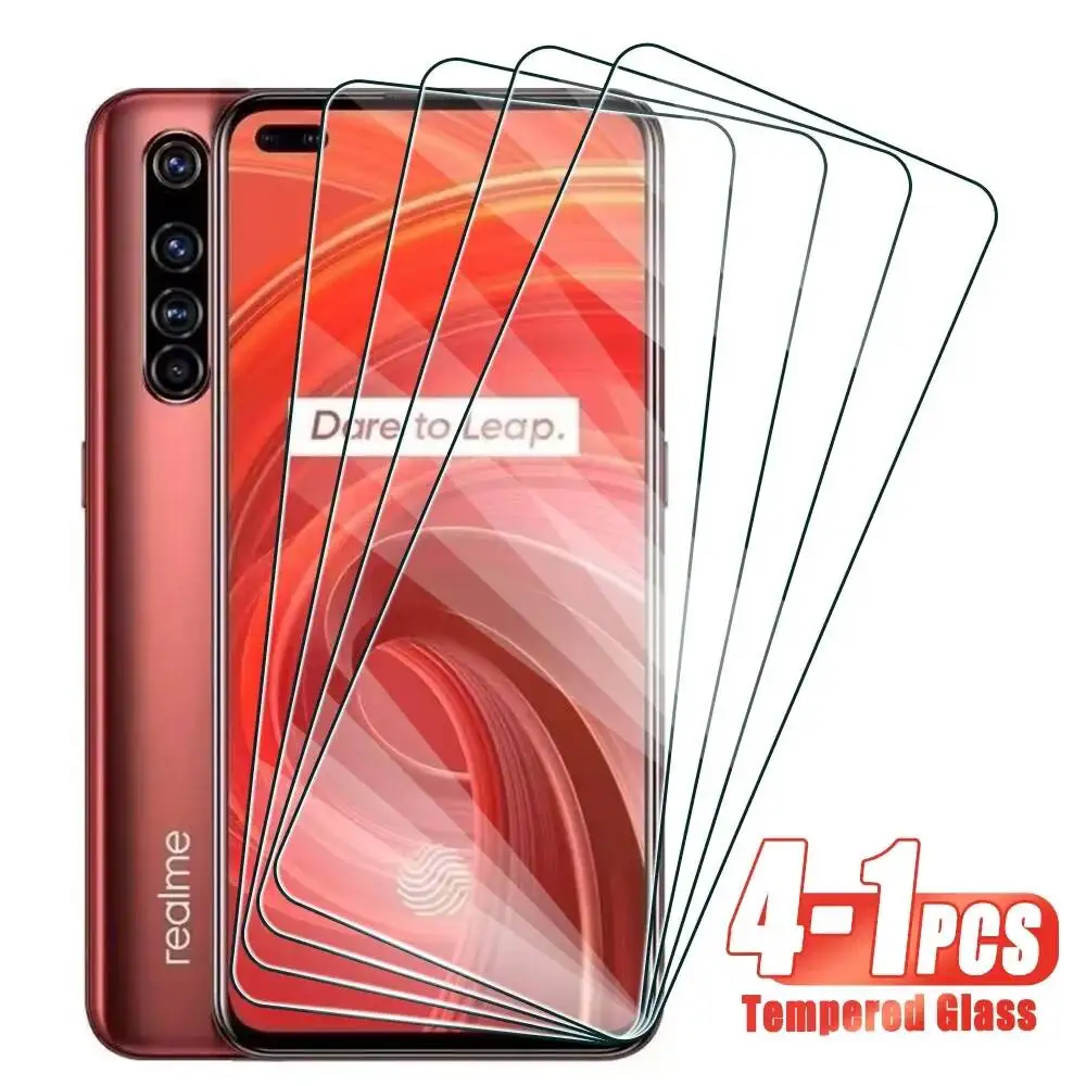 

4-1Pcs Tempered Glass Screen Protector For X50 X7 X3 X2 Pro Max 5G Compatible With Realme X50M - Clear HD Protection