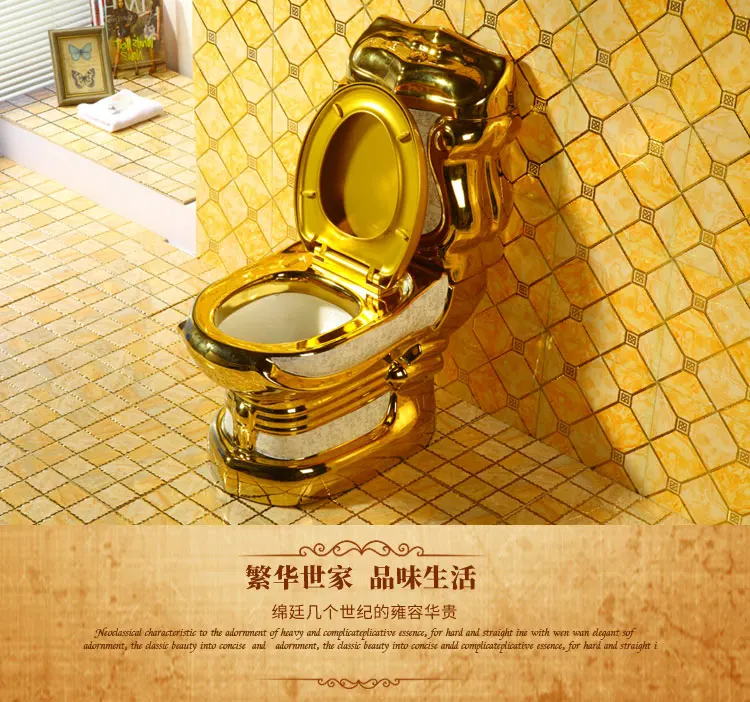 

The product can be customized.European style toilet, gilded, local luxury, gold retro toilet, golden relief, colored toilet