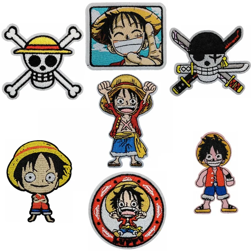 ONE PIECE Embroidery Stickers New Anime Luffy Skull Patch Clothing School Bags Paster Label Fashion Decoration Kids Toys Gift