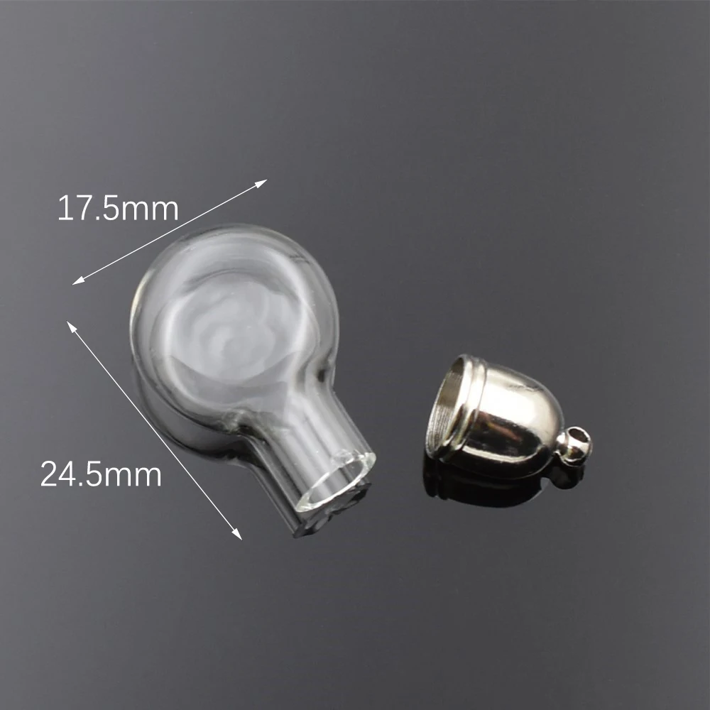 1pieces 8mm Bottle Mouth Glass Vial Pendant With Metal Cap Mini Glass Bottle Name On Rce Art Jewelry Making Component