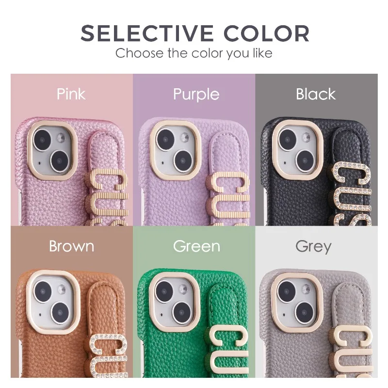 Custom Personalized Name Letters Leather Phone Case for IPhone 16 15 14 13 12 11 Pro Max Breathable Protector Cover