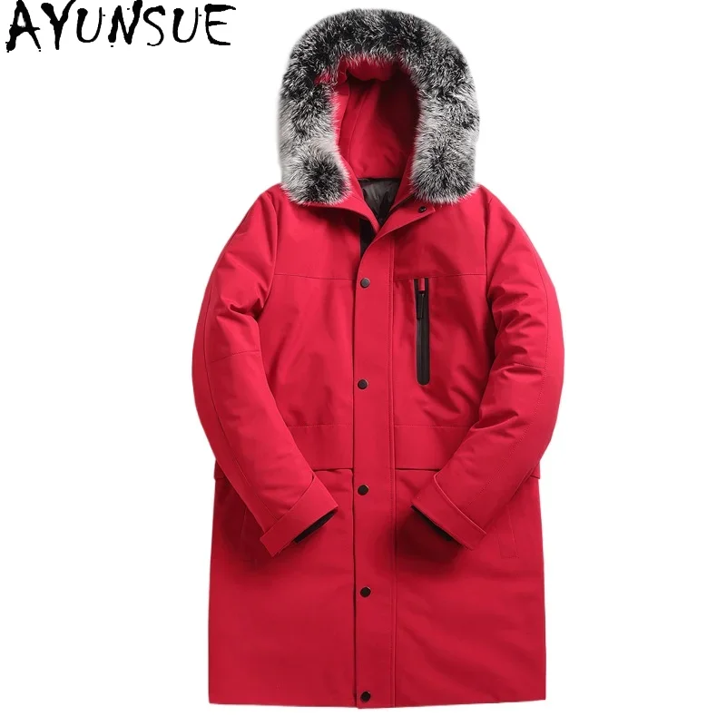AYUNSUE Men's Jackets Winter Down Jacket Hooded Clothing Thick Clothes Real Fox Fur Collar Coat Warm Parkas Ropa Hombre LXR459