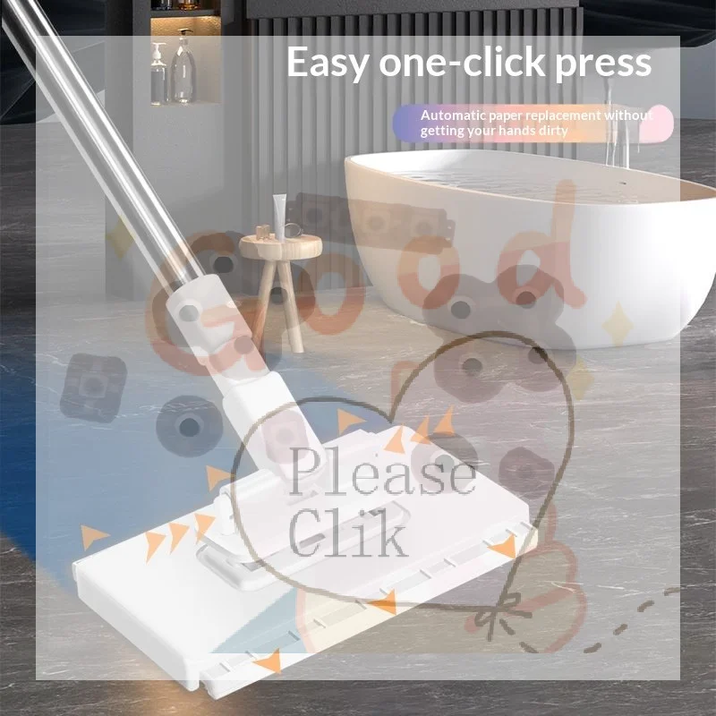 【HG】No-Touch Mop No-Dirty Hand Mop Automatic Lazy Clip-On Mop Wet Wipes One Click Detachable Face Towel Mop Clips