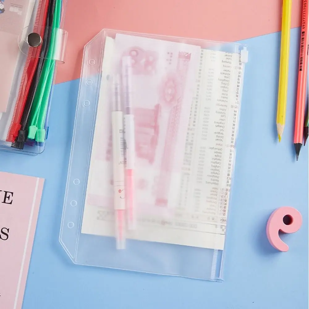 Bolsas translúcidas para archivador de documentos, bolsa de hojas sueltas, A5/A6, papelería para estudiantes