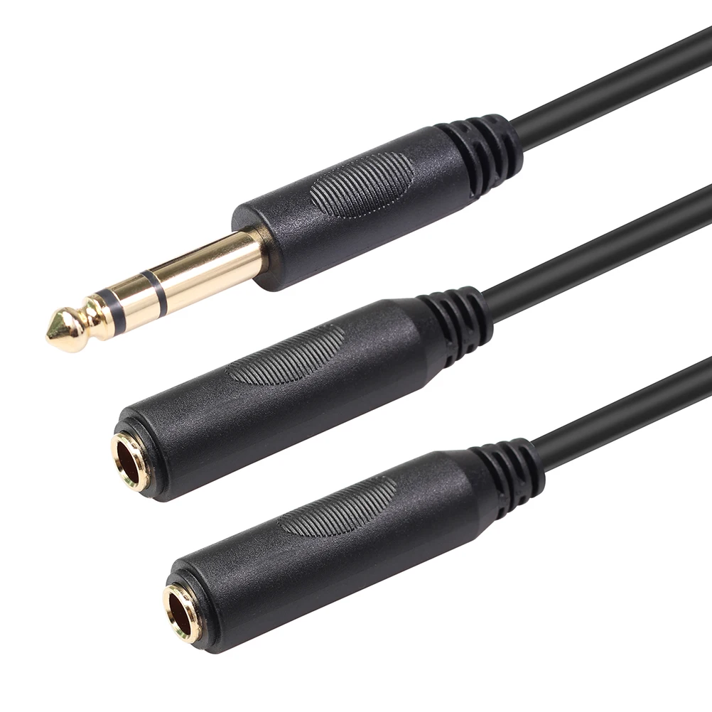 

6.35mm Audio Splitter Y Adapter Cable Dual Female to Male Stereo Connector Cord for Headphones Speakers Microphone Mixer