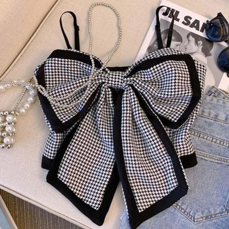 

Butterfly Camisole Vest Plaid Top Women Summer Ins Y2K Kawaii Short Camisole Beautiful Back Cute Slim Fit Slimming Fit Top New