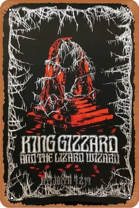 muecddoa King Gizzard & The Lizard Wizard Atlanta 2019 (1st Edition) Concert Posters Vintage Metal Tin Sign Wall Decor for  sign