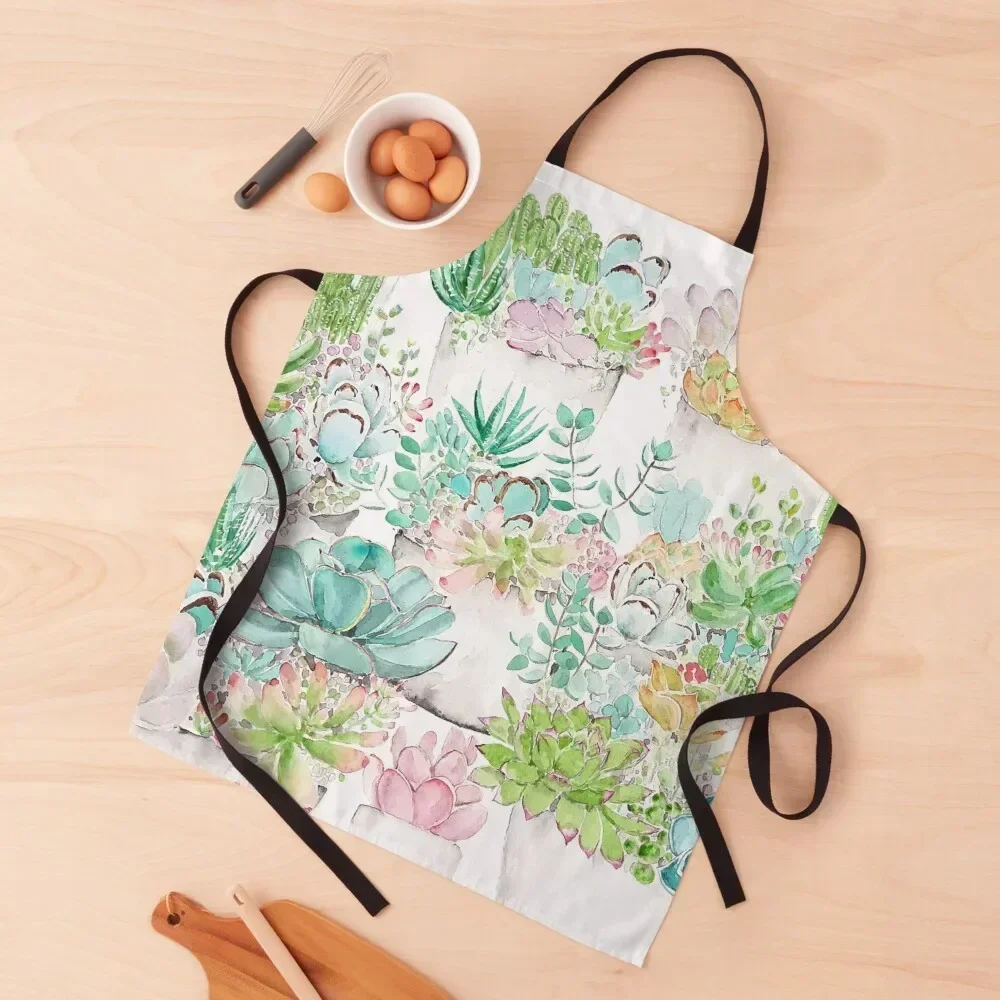 

botanical succulent and cactus garden watercolor Apron christmas kitchen cloths Home Supplies chef for man Apron