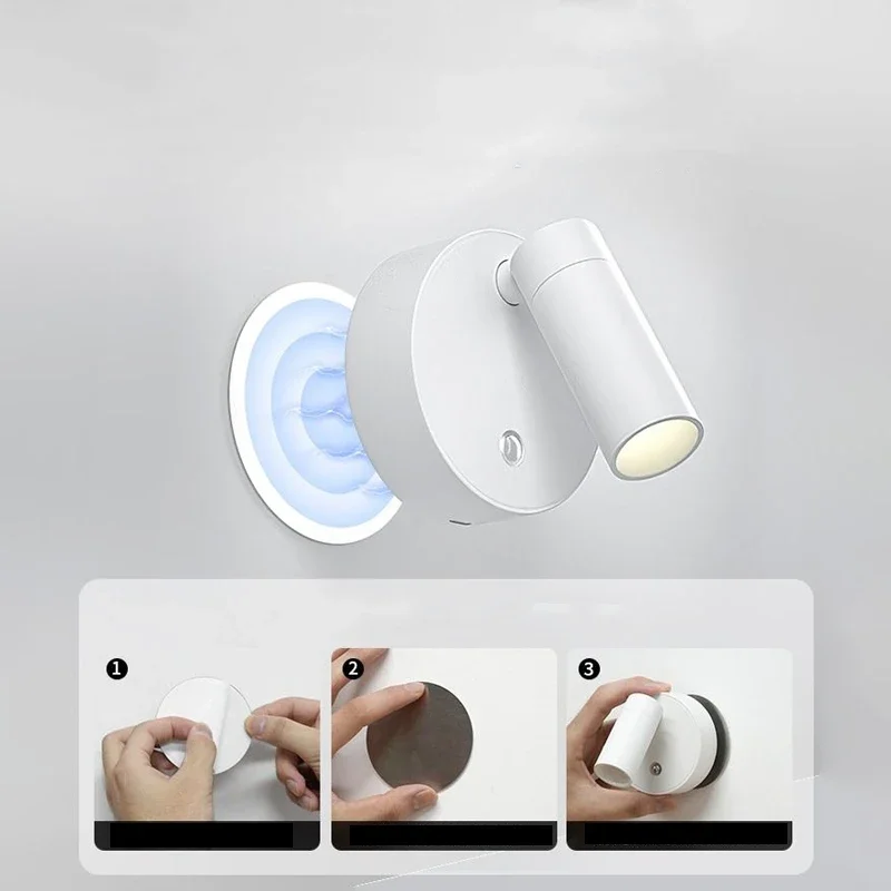 LED Wall Sconces light, 3 Brightness Levels 3 Color Modes Wall Lights, 3000mAh Battery Operated 360° Rotatable Touch Control LED