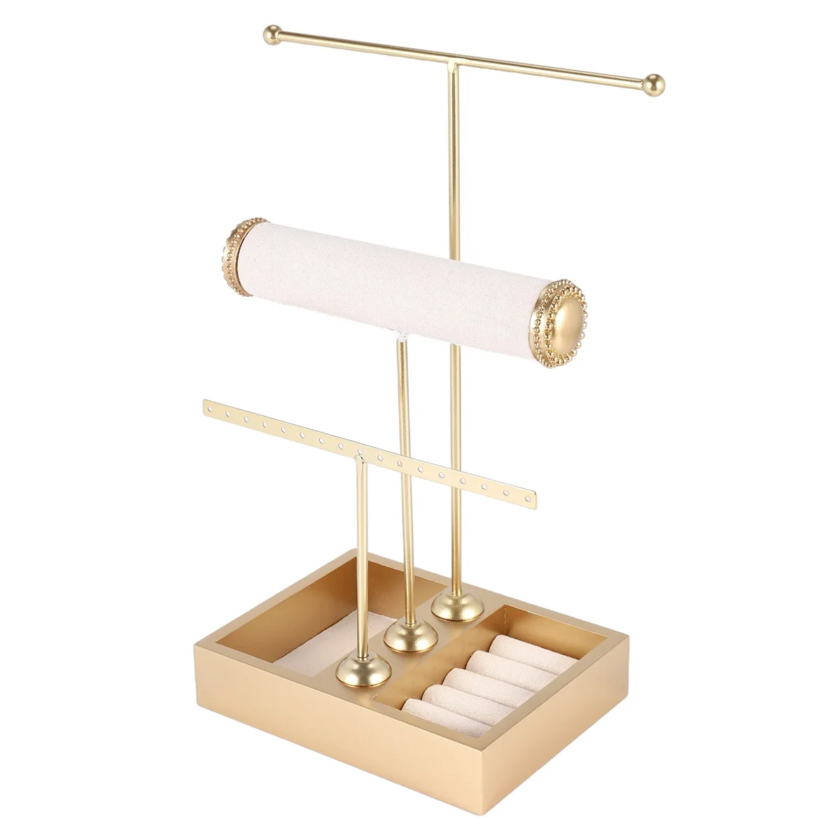 Abqr suporte de árvore de joias de 3 camadas, torre, colar, pulseira, expositor de joias, torre de joias com bandeja de anel