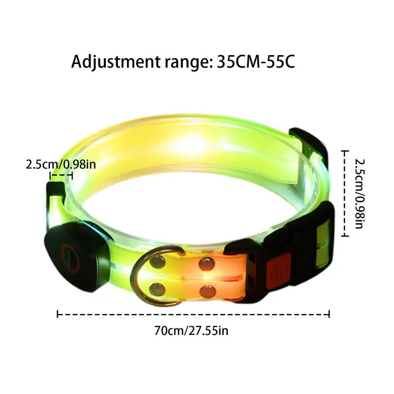 Регулируемый светящийся ошейник для собак со светодиодной подсветкой, регулируемый светящийся ошейник для домашних животных, светоотражающий, высокая видимость, 3-режимный ошейник для собак, видимый для домашних животных